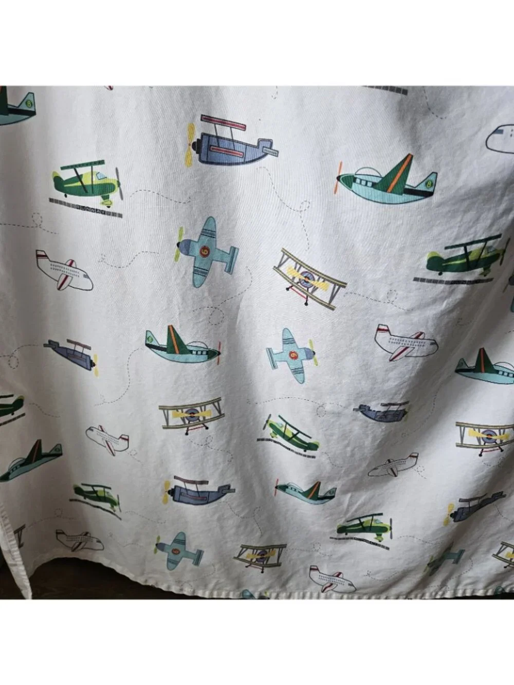 Authentic Kids Fabric Shower Curtain Airplanes Cotton Blend 72